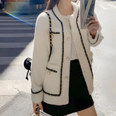 Contrast-Trim Tweed Jacket