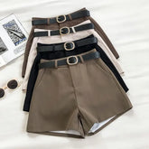 Plain High-Waist Shorts With Belt