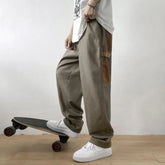 Patchwork Straight-Cut Loose Pants