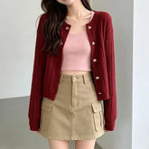 Heart Button Plain Cardigan