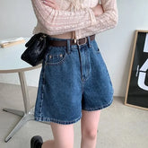 High Waist Wide Leg Denim Shorts