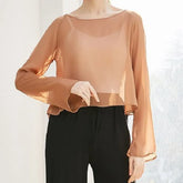 Long-Sleeve Sheer Dance Top