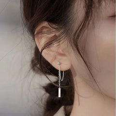 Chained Sterling Silver Dangle Earring