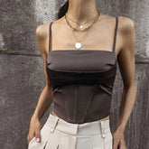 Square-Neck Plain Cropped Bustier Top
