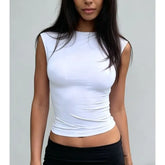 Plain Open-Back Crop Tank Top