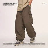 Unisex Outdoor Tie-Hem Wide-Leg Cargo Pants
