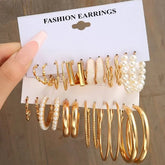 Set Of 6: Alloy Hoop Earring