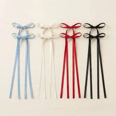 Set: Plain Ribbon Hair Clips (2 Pcs)