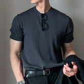 Short-Sleeve Crew Neck Plain Knit Top
