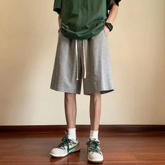 Drawstring Waist Plain Sweat Shorts