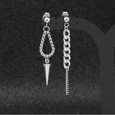 Stud Chain Asymmetrical Stainless Steel Dangle Earring
