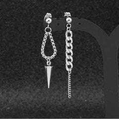 Stud Chain Asymmetrical Stainless Steel Dangle Earring