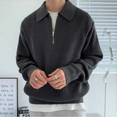 Plain Half Zip Polo Sweater
