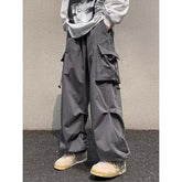 Unisex Drawstring-Waist Cargo Parachute Pants