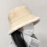 Plain Fleece-Lined Corduroy Bucket Hat