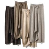 Drawstring Waist Plain Loose Fit Knit Pants
