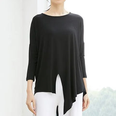 Long-Sleeve Plain Asymmetrical Dance T-Shirt