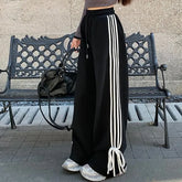 High Waist Striped Loose-Fit Wide-Leg Sweatpants