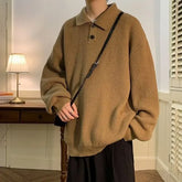 Long-Sleeve Plain Polo-Neck Sweater