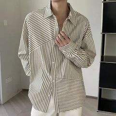 Long-Sleeve Striped Asymmetrical Shirt