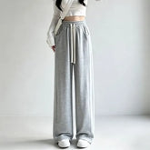 High Rise Wide Leg Plain Sweatpants