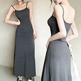 Spaghetti Strap Plain Maxi A-Line Dress