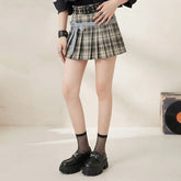 High Waist Plaid Mini Pleated Skirt