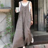 Sleeveless Plaid Wide Leg Jumpsuit