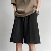 Drawstring Waist Plain Wide Leg Shorts