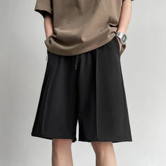 Drawstring Waist Plain Wide Leg Shorts