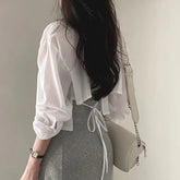 Long-Sleeve Plain Crop Shirt