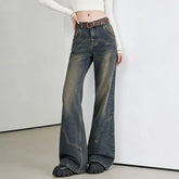 Low Waist Washed Flared Jeans