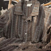 Short-Sleeve Collared Striped Shirt