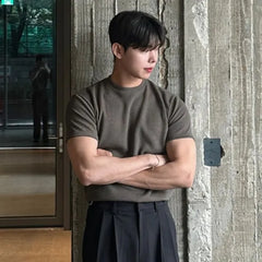 Short-Sleeve Plain Knit Top