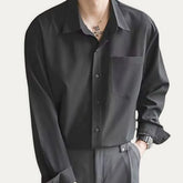 Long-Sleeve Pocketed Plain Shirt