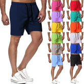 Plain Swim Trunks With Adjustable Waistline Side Pockets