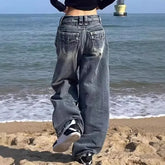 Mid Rise Washed Wide Leg Jeans