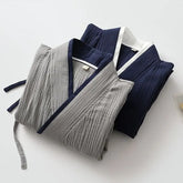 Pajama Set: 3/4-Sleeve Plain Kimono Top + Pants