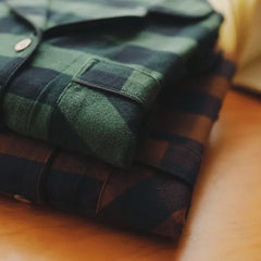 Couple Matching Pajama Set: Long-Sleeve Plaid Top + Pants
