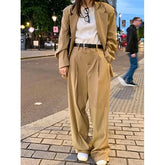 Unisex High-Rise Plain Loose-Fit Suit Pants