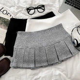 Low Waist Plain Pleated Mini A-Line Skirt