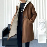 Plain Hooded Drawstring Waist Zip-Up Long Trench Coat