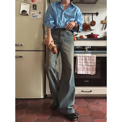 High Waist Washed Boot Cut Jeans
