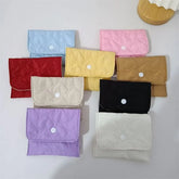 Plain Quilted Flap Button Sanitary Pouch / Coin Purse