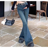 High Waist Washed Flared Jeans
