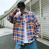 Long-Sleeve Plaid Pocket Detail Shirt