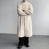 V-Neck Plain Fluffy Button-Up Long Coat