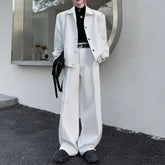 Set: Button-Up Plain Blazer + Wide Leg Dress Pants