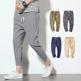 Drawstring Waist Plain Cropped Harem Pants