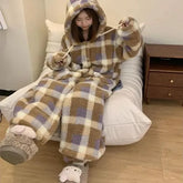 Pajama Set: Plaid Fleece Hoodie + Pants